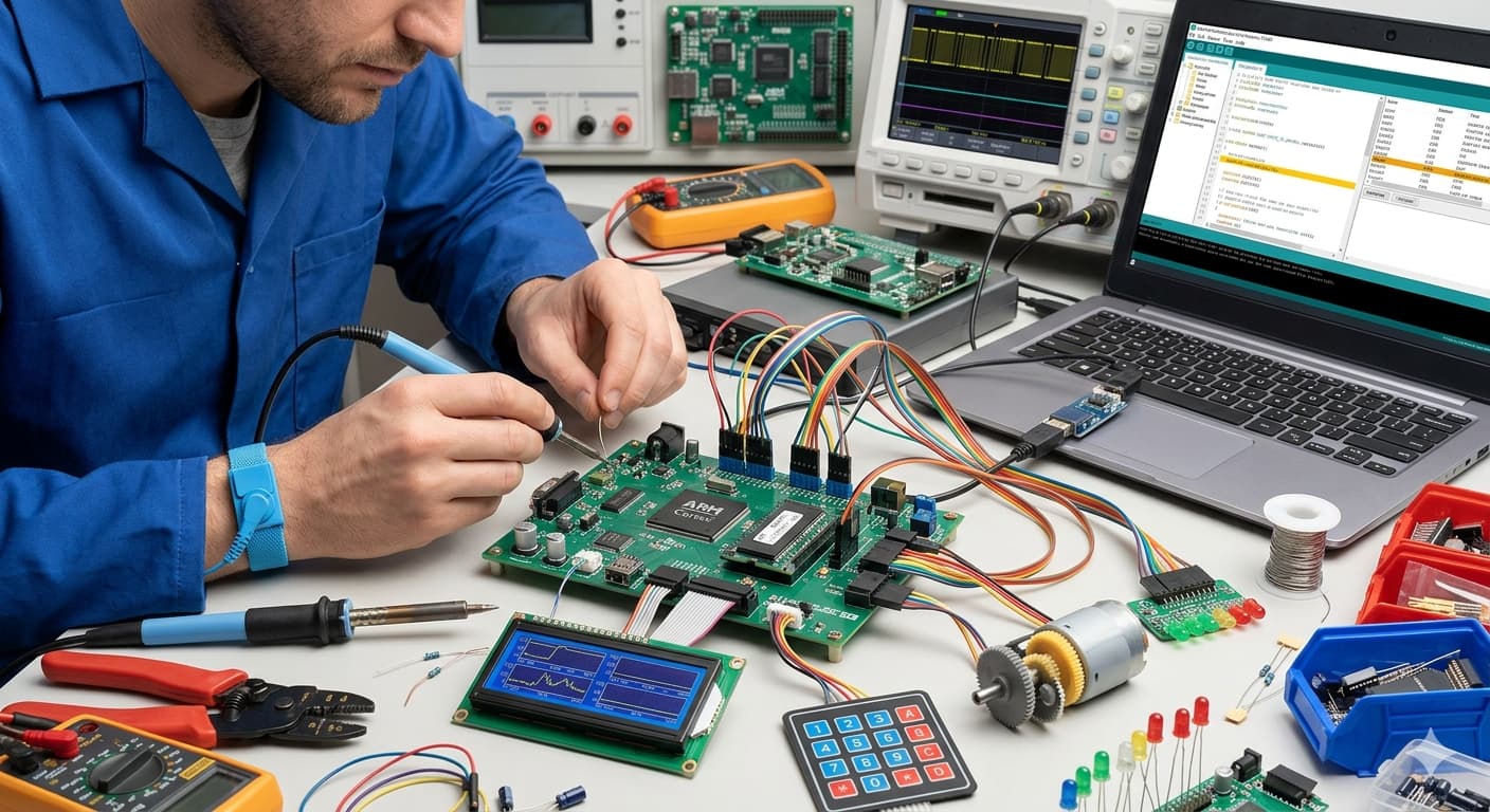 Infercon Lab - Engineer working on embedded board